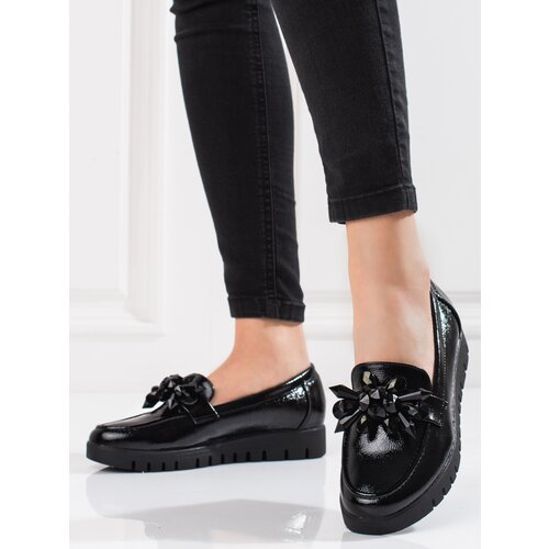 GOODIN Shelovet women's loafers black with rhinestones Cene