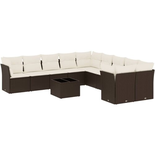  11-dijelni set vrtnih sofa od poliratana s jastucima smeđi Slike