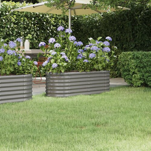 vidaXL visoka greda iz prašno premazanega jekla 114x40x36 cm siva Cene