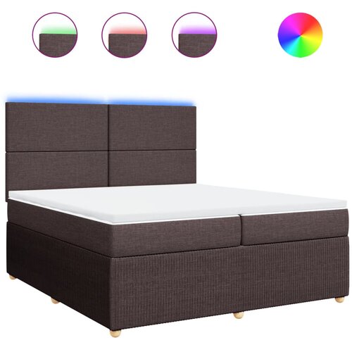 VidaXL Krevet s oprugama i madracem tamnosmeđi 200x200 cm od tkanine Slike