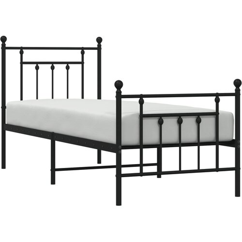  Metalni okvir kreveta uzglavlje i podnožje crni 75x190 cm Slike