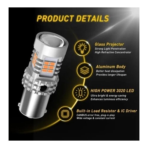 Auxito led sijalice ba15s žute (amber) set od 2 komada ba15s-5kg26-y2 ( AUX023 ) Slike