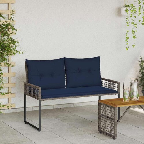  Vanjska klupa Siva i mornarsko plava 118 x 55 x 82 cm - siva i modra Slike