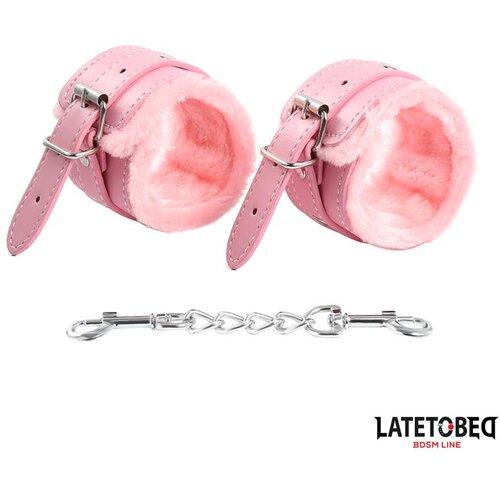 LATETOBED BDSM Line Premium Fur Lined Handcuffs Pink Slike