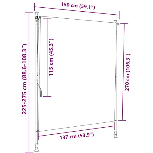  Vanjska roleta plavo-bijela 150 x 270 cm od tkanine i čelika Slike