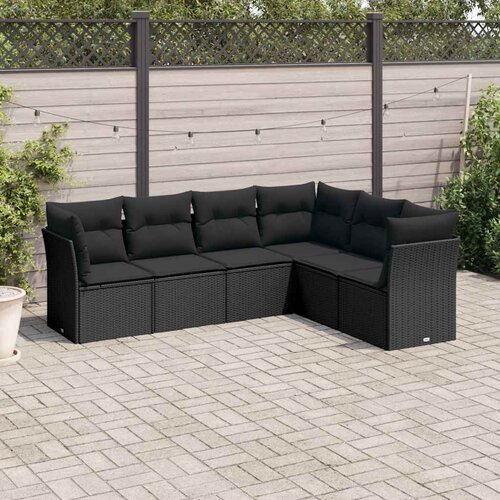  6-dijelni set vrtnih sofa s jastucima crni od poliratana Cijene