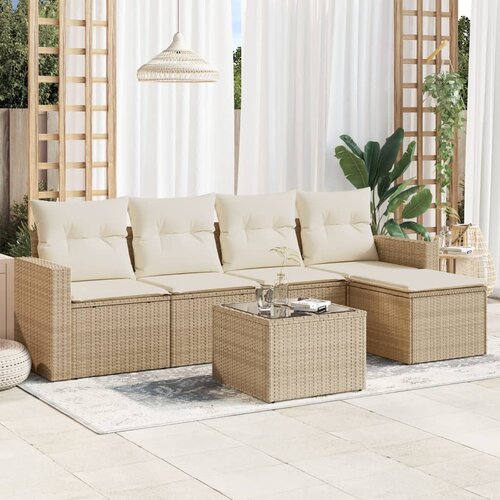vidaXL 6-dijelni set vrtnih sofa s jastucima bež od poliratana Cijene