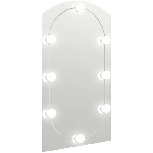  Ogledalo s LED svjetlima 90 x 45 cm stakleno u obliku luka Slike