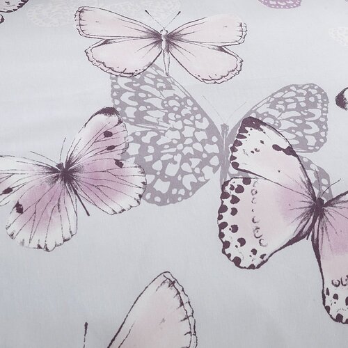 Catherine Lansfield Rožnata/svetlo siva podalj&amp;scaron;ana posteljnina za zakonsko posteljo 230x220 cm Scatter Butterfly &amp;ndash; Slike
