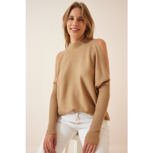 Happiness İstanbul Women's Biscuit Cut Out Detailed Oversize Knitwear Sweater Slike