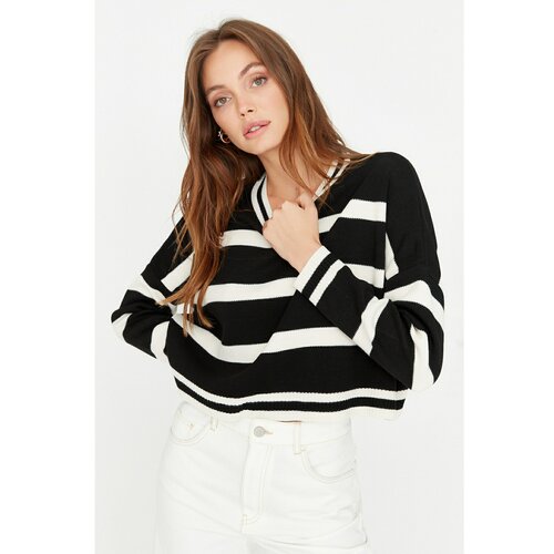 Trendyol Black Striped Knitwear Sweater Slike