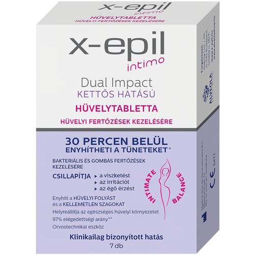  X-Epil Intimo Dual Impact - dvojno delujoča vaginalna tableta (7 kos) Slike