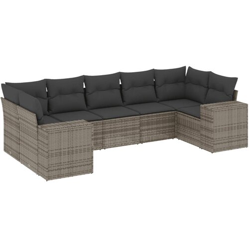 Maison Chic Seti vrtnega pohištva - Vrtna garnitura - Vrtni pohištvo set 7-delna z blazinami siv poli ratan, (21802634) Cene