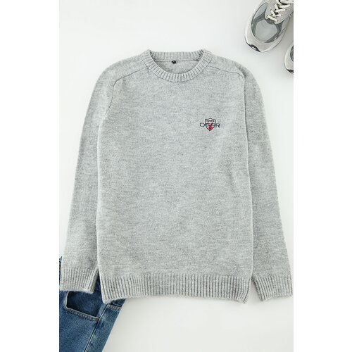 Trendyol Grey Regular Crew Neck Plain Knitwear Sweater Cene