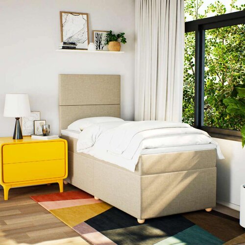 vidaXL Krevet s oprugama i madracem krem 90 x 200 cm od tkanine Cijene