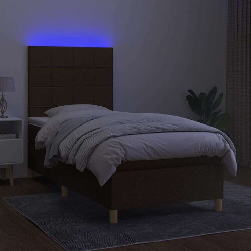VidaXL Krevet box spring s madracem LED tamnosmeđi 100x200 cm tkanina Slike