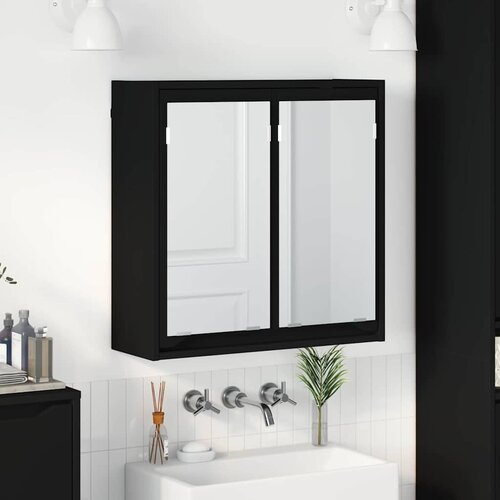 vidaXL Kopalni&scaron;ka ogledalna omara Črna 60 x 20 x 60 cm Konstruiran les Cene