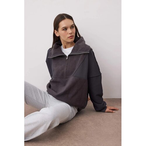 TRENDYOLMILLA ženski duks Twoaw26Sw00009, Antracit-Siva Slike