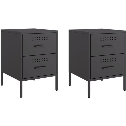 Maison Chic Dvo delni komplet Nočne omarice - Nočne mize črna 36x39x50,5 cm jeklo, (21690547) Cene
