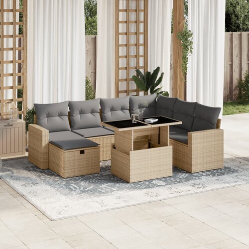 vidaXL 8-dijelni set vrtnih sofa od poliratana s jastucima bež Cijene