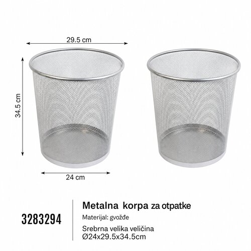 KMT Velika korpa za otpatke, Srebrne boje Cene