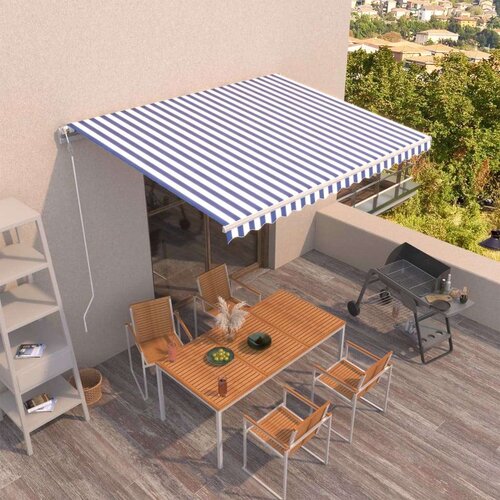  Avtomatsko zložljiva tenda 400x350 cm modra in bela, (20729038) Cene