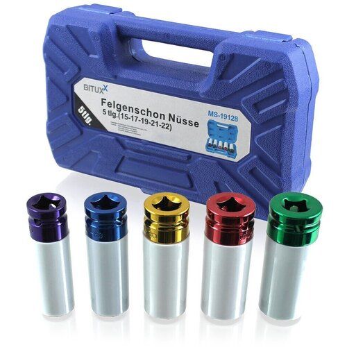 Shumee Komplet udarnih nastavkov za alu plati&amp;scaron;ča 15 17 19 21 22mm 1/2&amp;quot; BITUXX udarna orodja, (21214364) Slike