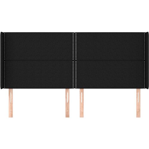  Uzglavlje s u&amp;scaron;ima crni 203x16x118/128 cm od tkanine Slike