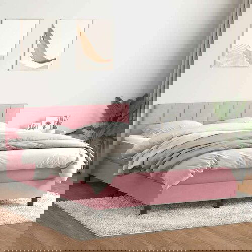  Box spring postelja z vzmetnico roza 140x210 cm žamet, (21792836) Cene