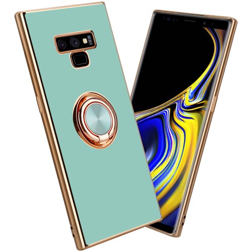 Cadorabo Samsung v sijajni turkizni - Zlato z obročem silikonski/TPU ovitek z za&scaron;čito pred kamero in držalo magnetnega avtomobila, (20603550) Cene