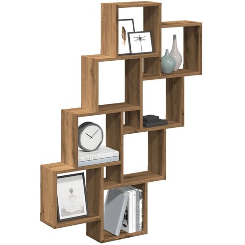 vidaXL Stenska kockasta polica artisan hrast 90x15x119,5 cm inž. les Cene