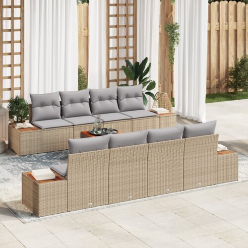 vidaXL 9-komadni vrtni sofa set s jastucima bež poli ratan akacija Cene