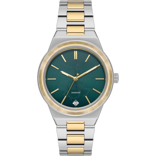 Beverly Hills Polo Club Ženski ručni sat, Kvarcni mehanizam, 36mm, Zeleno kućište, Zlatne boje, BP3584X.570 Cene