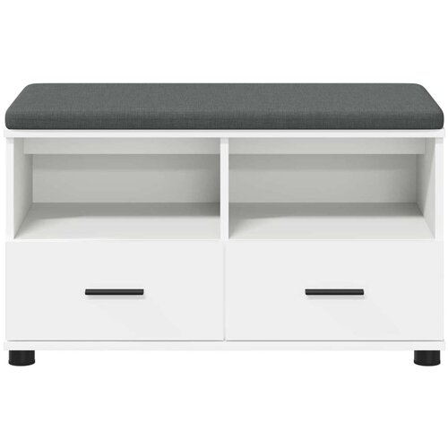  Klupa za hodnik s jastukom s ladicama Bijelo 80 x 38 x 46 cm Slike