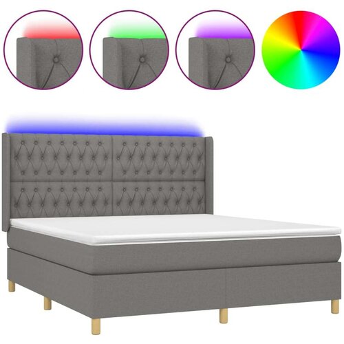 Box spring s madracem LED tamnosivi 180x200 cm tkanina Slike