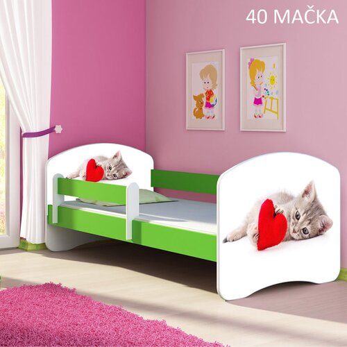  Dječji krevet ACMA s motivom, bočna zelena 160x80 cm 40 Mačka Cene