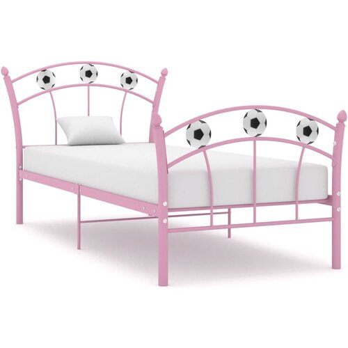 VidaXL Okvir za krevet s nogometnim uzorkom ružičasti metal 90x200 cm Slike