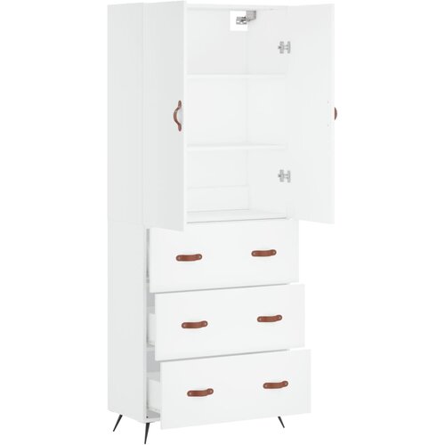  Visoka komoda bijela 69,5x34x180 cm konstruirano drvo Slike