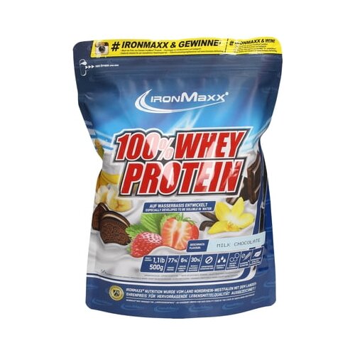 IRONMAXX 100% Whey Protein - 500 g u vrećici - Mliječna čokolada Slike