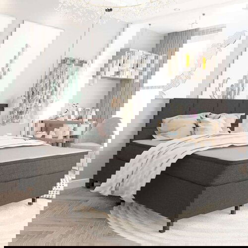  Od tkanine s oprugama tamnosivi 180 x 200 cm Slike
