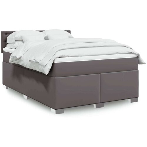 VidaXL Krevet s oprugama i madracem sivi 140x190 cm od umjetne kože Slike