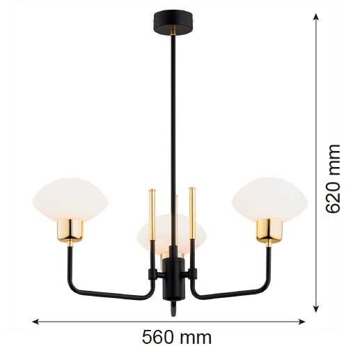  Argon 6166 - Luster na &amp;scaron;tapu RAVELLO 3xE14/15W/230V crna/zlatna Slike