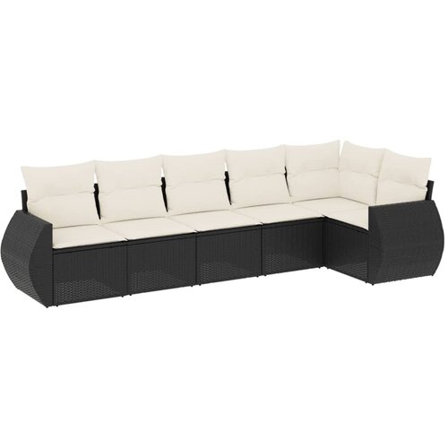  6-dijelni set vrtnih sofa s jastucima crni od poliratana Crna Slike