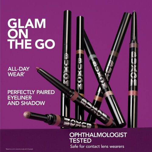 Buxom FLIP SIDE DUAL-ENDED EYELINER &amp;amp; SHADOW kremasto senčilo in črtalo za oči v svinčniku odtenek Totally Taupe 0.78 g Slike