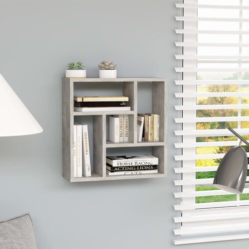 VidaXL Stenska polica betonsko siva 45,1x16x45,1 cm iverna plo&amp;scaron;ča Slike