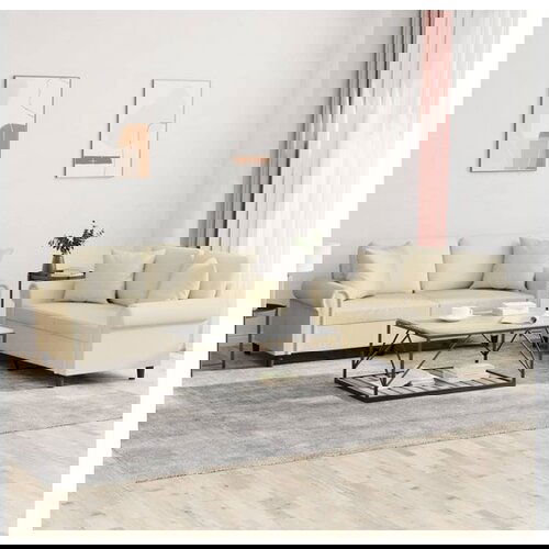 vidaXL Sedežna garnitura z vzglavniki 2-delna krem umetno usnje Cene