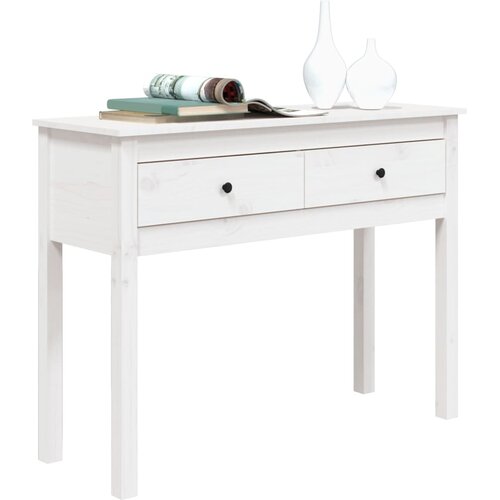  Konzolni stol bijeli 100x35x75 cm od masivne borovine Slike