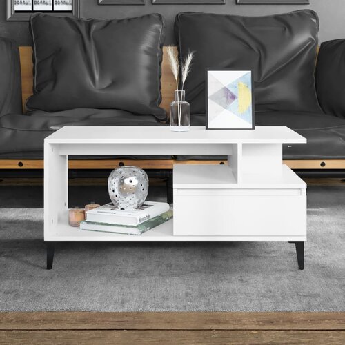 The Living Store Klubska mizica bela 90x49x45 inženirski les - Klubska Mizica, (21421343) Slike