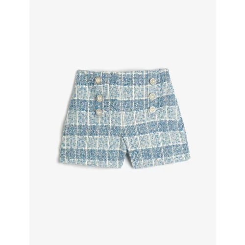 Koton Tweed Shorts with Pearl Button Detailed Elastic Waist.