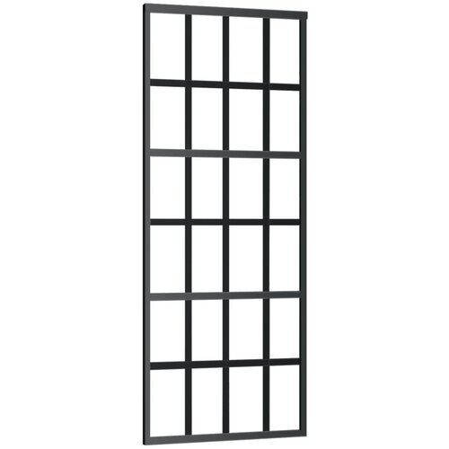 vidaXL Drsna vrata ESG steklo in aluminij 76x205 cm črna, (20767305) Cene
